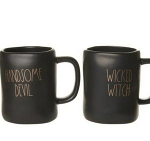 Rae Dunn Handsome Devil Wicked Witch Black Mug Set of 2
